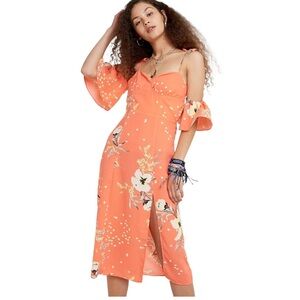 NWT UO Boardwalk Off the Shoulder Midi Dress in Coral